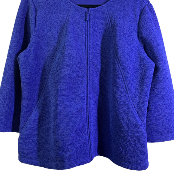 CHICO'S Cobalt Blue Textured Zipper Cardigan Sweater‎ - Picture 5 of 13